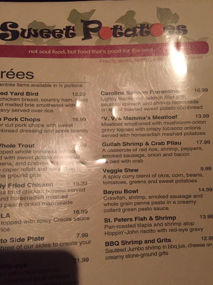 Menu at Sweet Potatoes restaurant, WinstonSalem