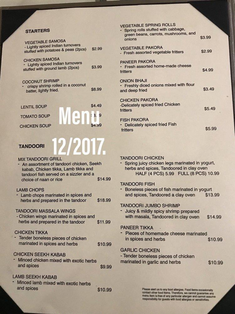 Menu at Ashoka The Great Cuisine Of India restaurant, Artesia