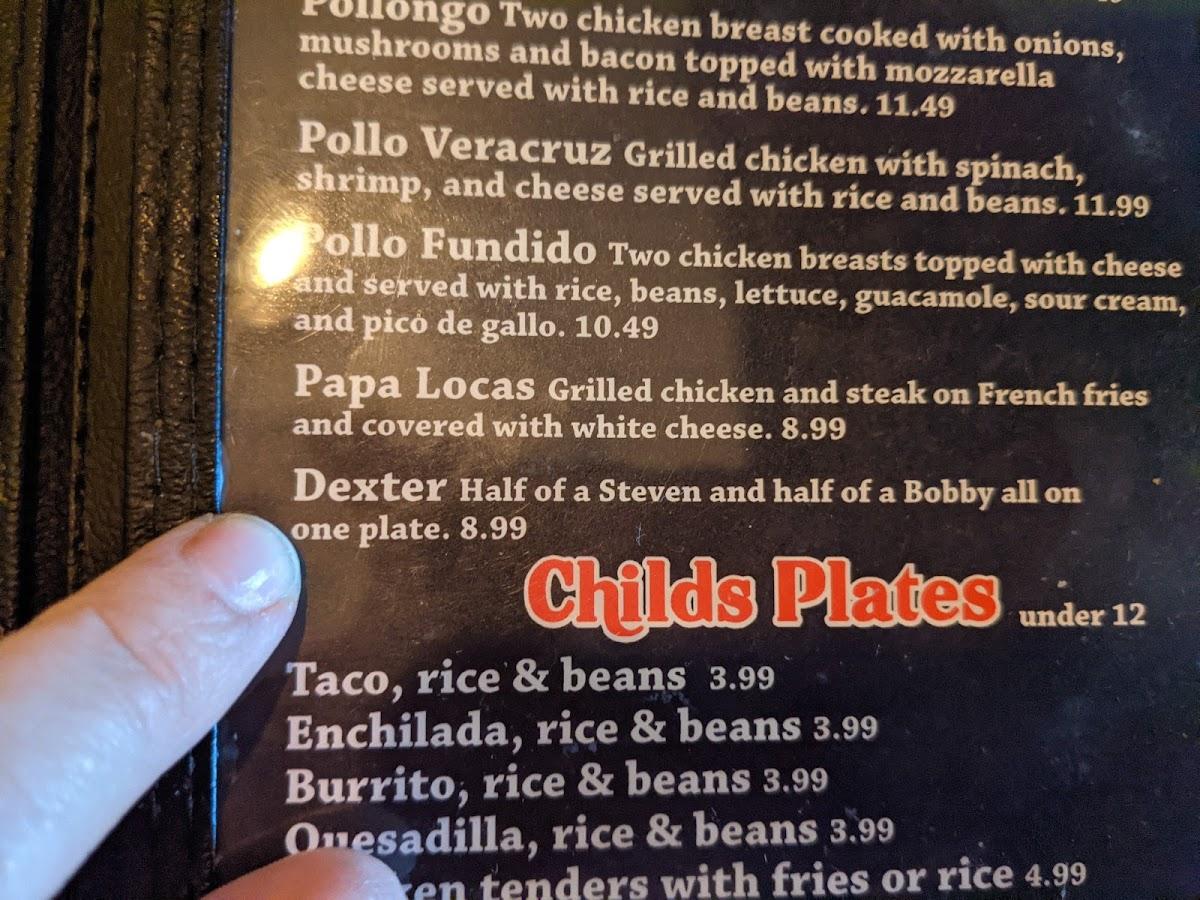 Menu at El Parian restaurant, Atkins