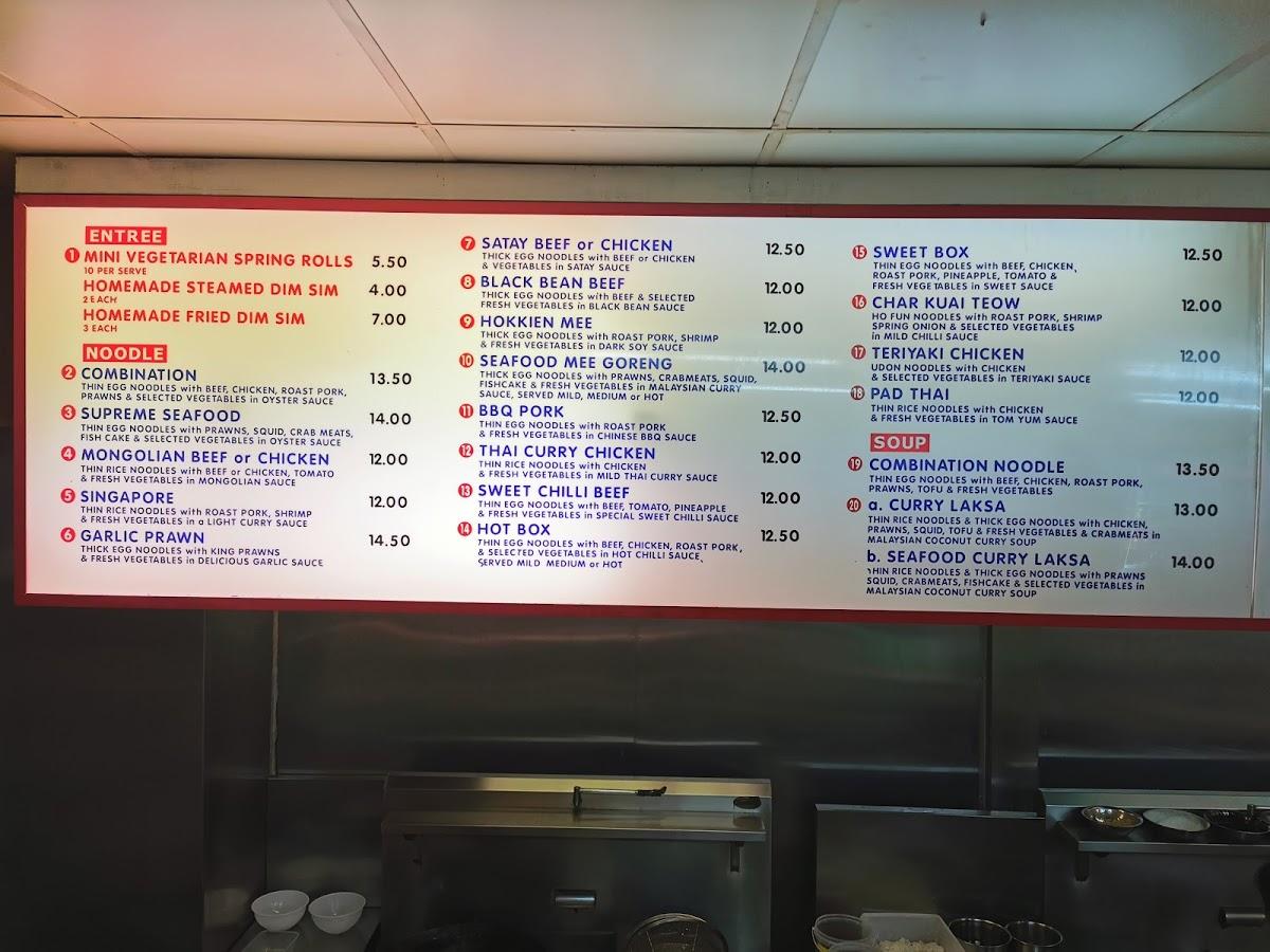 Menu at Naturally Noodle restaurant, Maryborough