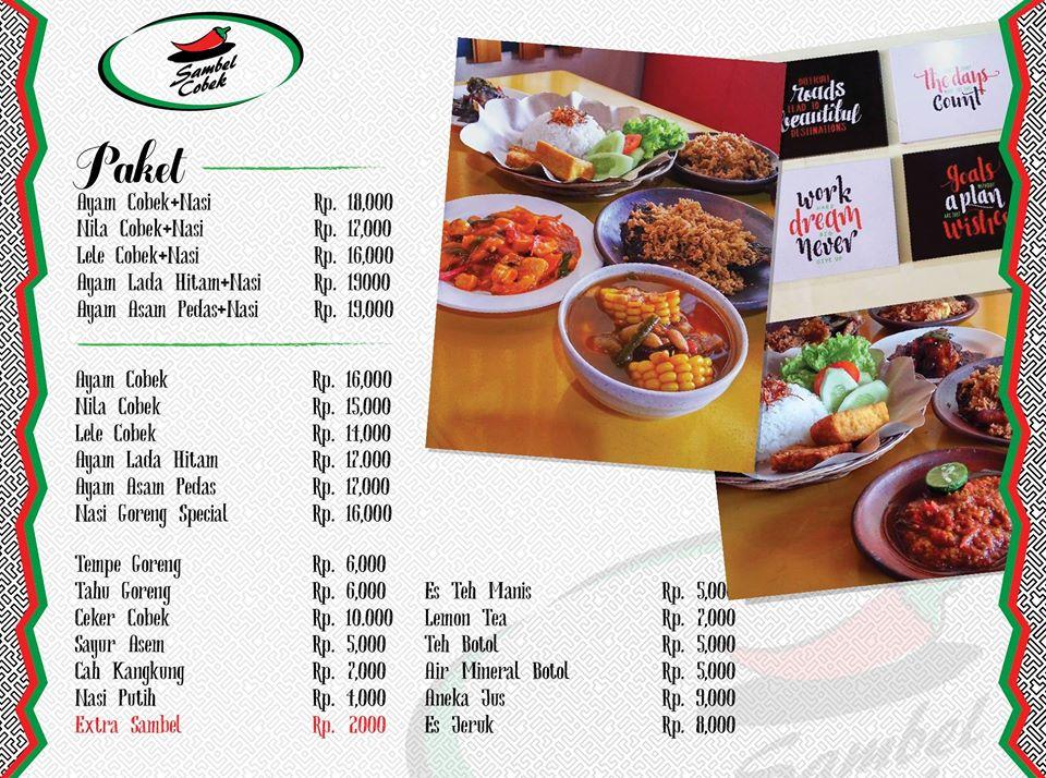 Menu at Sambel Cobek restaurant, Pariaman