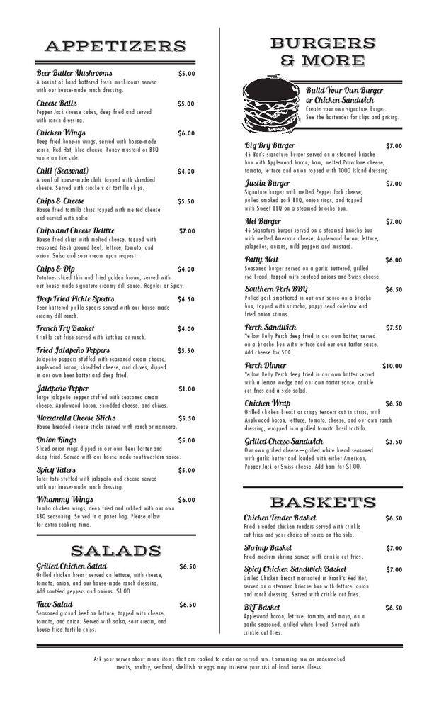 Menu at 46 Bar, Muskegon