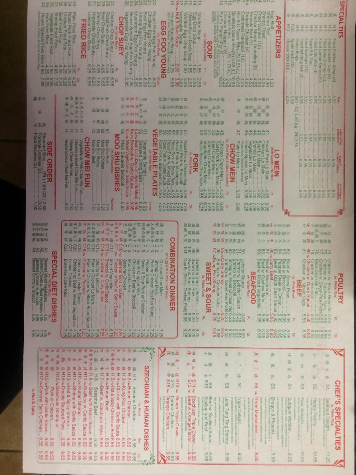 Menu at China King restaurant, Windsor