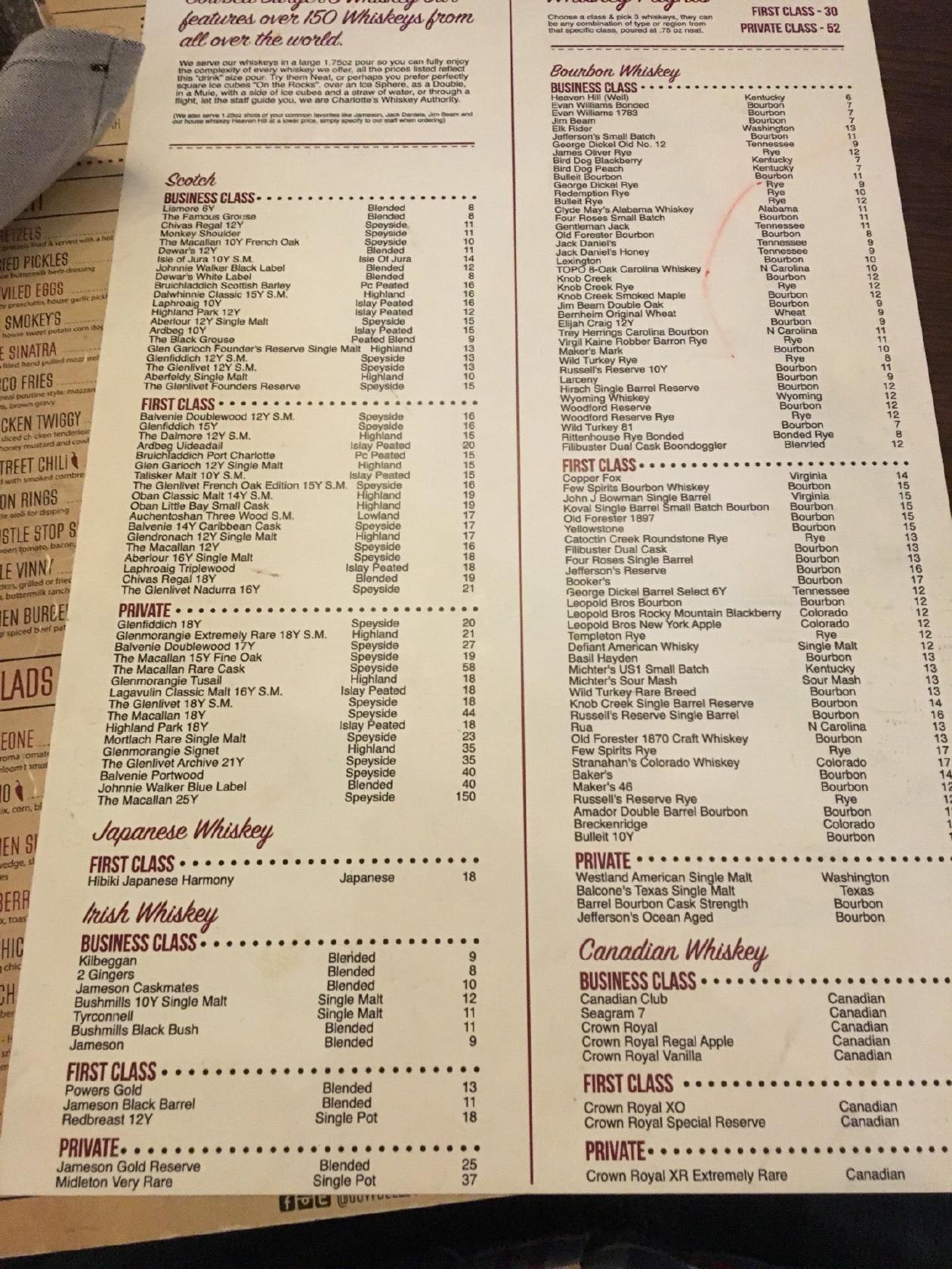 Menu at Cowbell Burger & Whiskey Bar, Charlotte