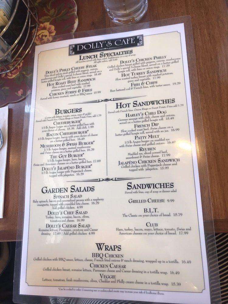 Menu at Dolly's Cafe, Spokane