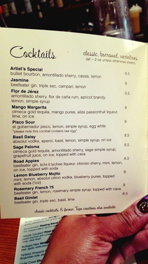 Menu at Tapa Bar, Victoria