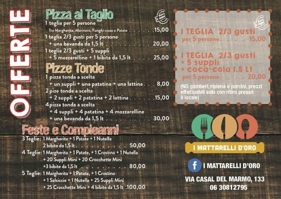 Menu di I Mattarelli d'Oro 