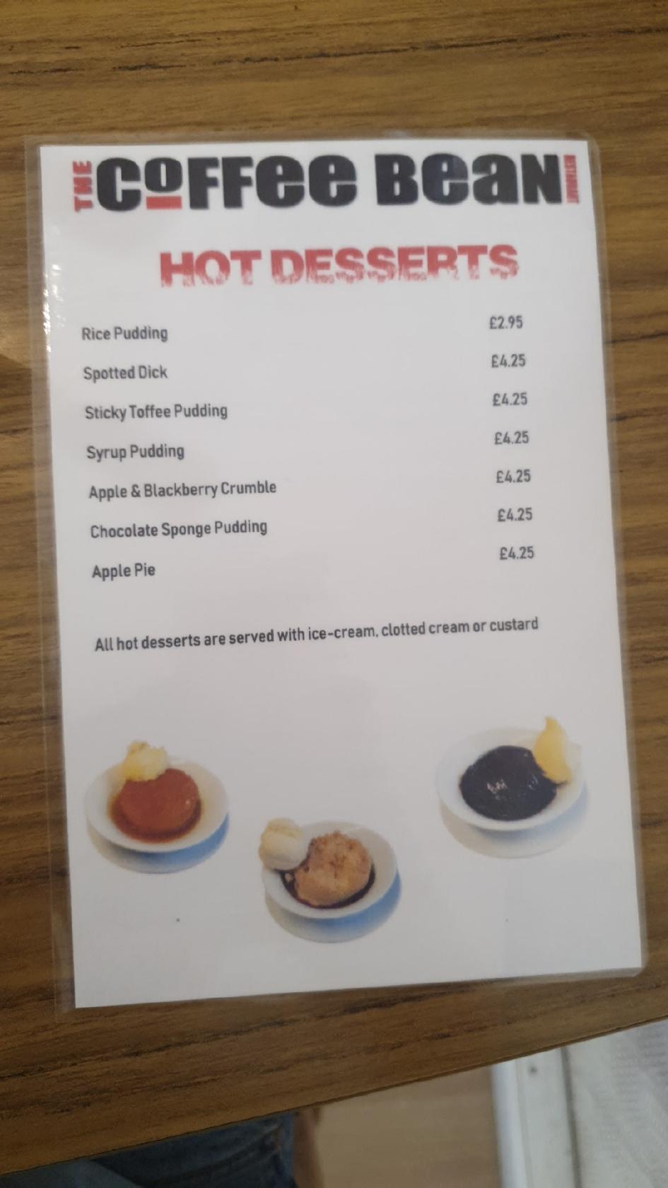 Menu at The Coffee Bean Restaurant, Helston