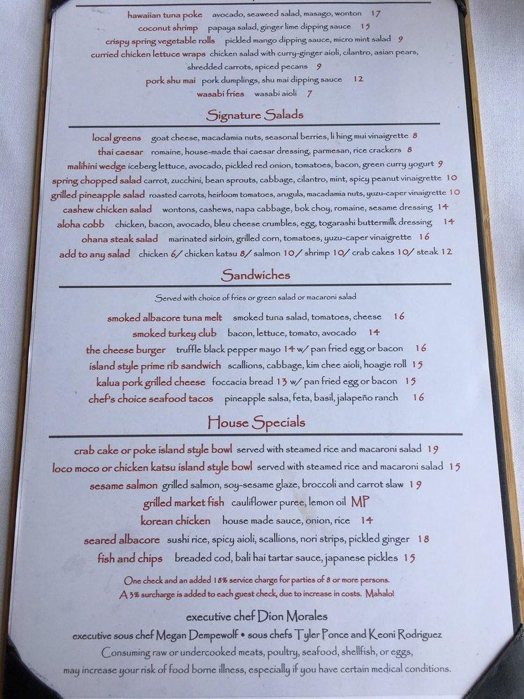 Menu at Bali Hai Restaurant, San Diego