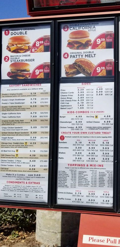 Menu At Freddy's Frozen Custard & Steakburgers Fast Food, Bakersfield 