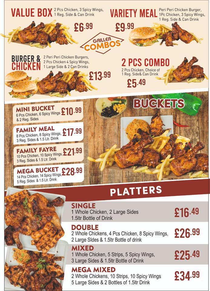 Menu at GRILLER Bradford restaurant, Bradford