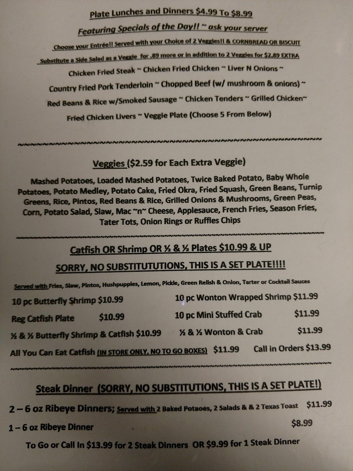 Menu at Higdon Square Cafe, Hot Springs