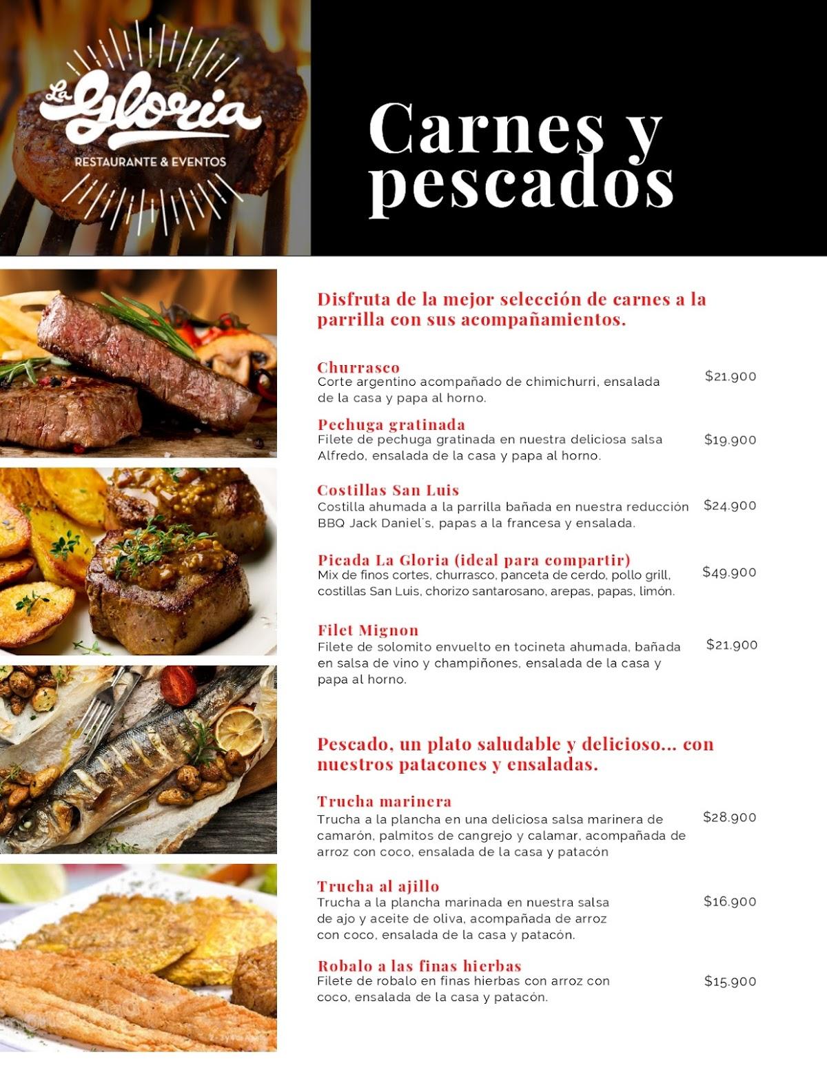 Menu at La Gloria restaurante y eventos, Sonsón