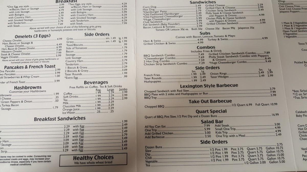 Menu at Randy's Restaurant, Lexington