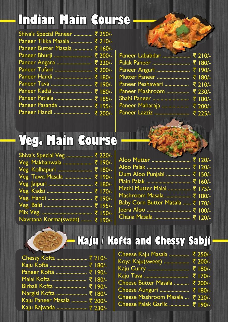 Menu at The Shiva's Kitchen, India