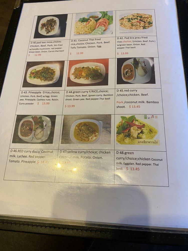 Menu at Coconut Thai Restaurant (Chilliwack), Chilliwack