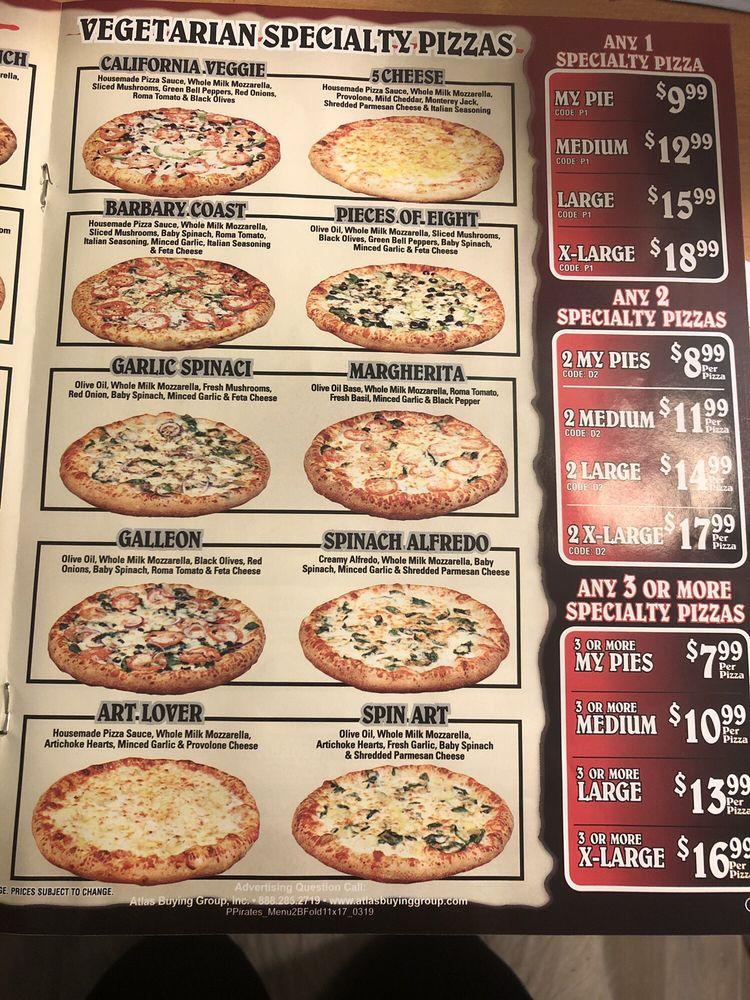 Menu at Pizza Pirates pizzeria, Riverside, Mission Blvd