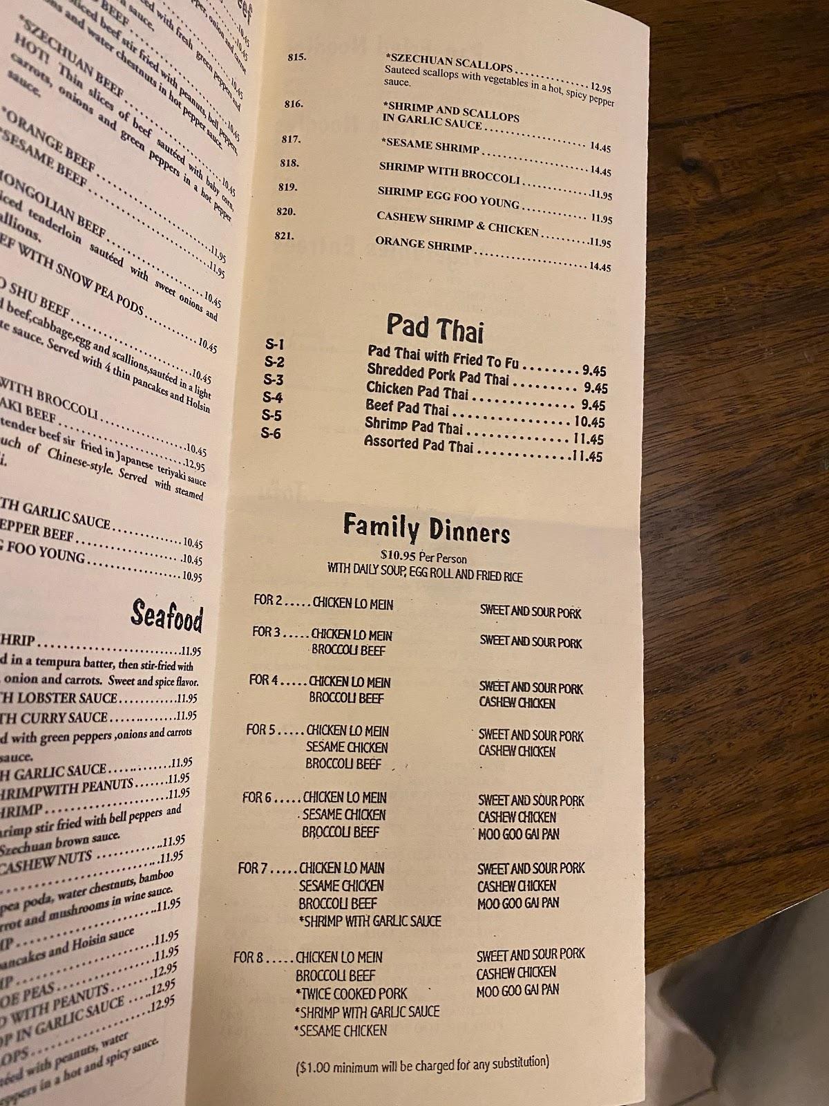 Menu at China Garden Chinese Restaurant, Monte Vista