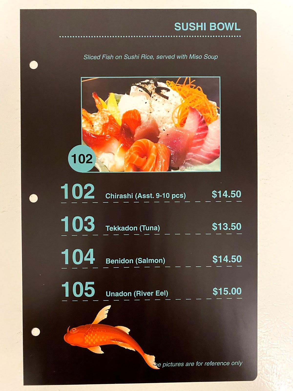 Menu at Sushi Plus restaurant, Winnipeg, McPhillips St #12