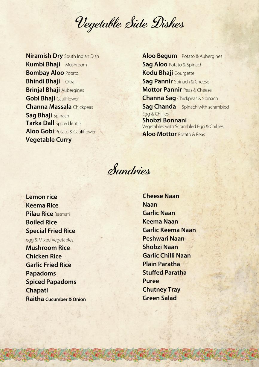 Menu at New Saffron restaurant, Thetford