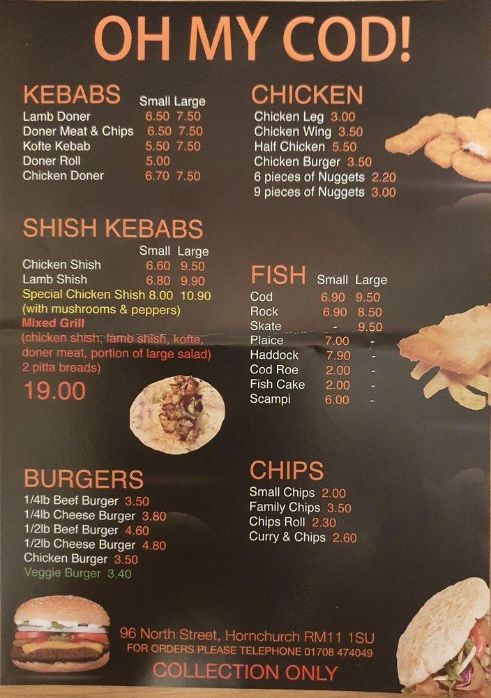 Menu at Oh My Cod! fast food, Hornchurch, 96 North St