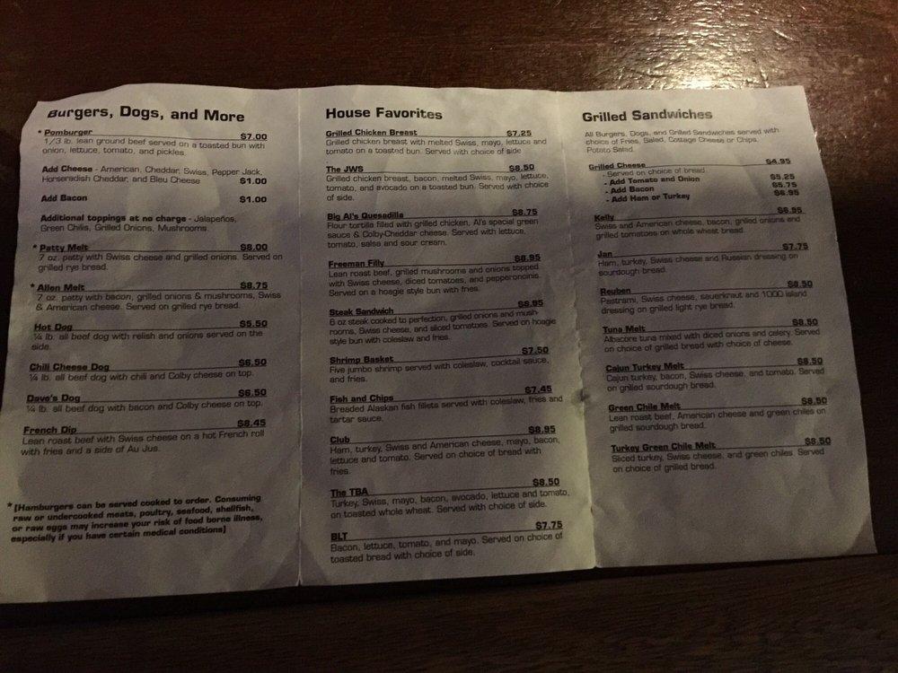 Menu at Pomeroy's pub & bar, Phoenix, N 7th St Suite 100