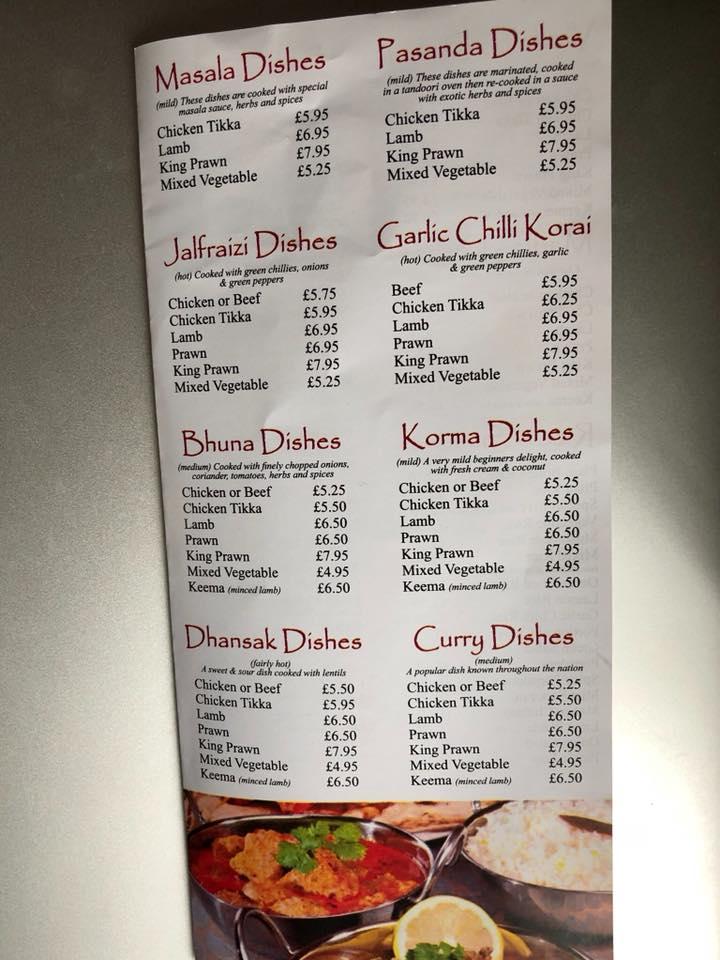 Menu at Bengal Lancer restaurant, Withernsea