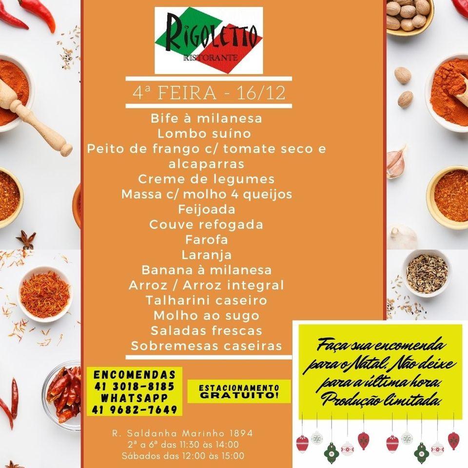 Rigoletto Buffet por quilo cardápio