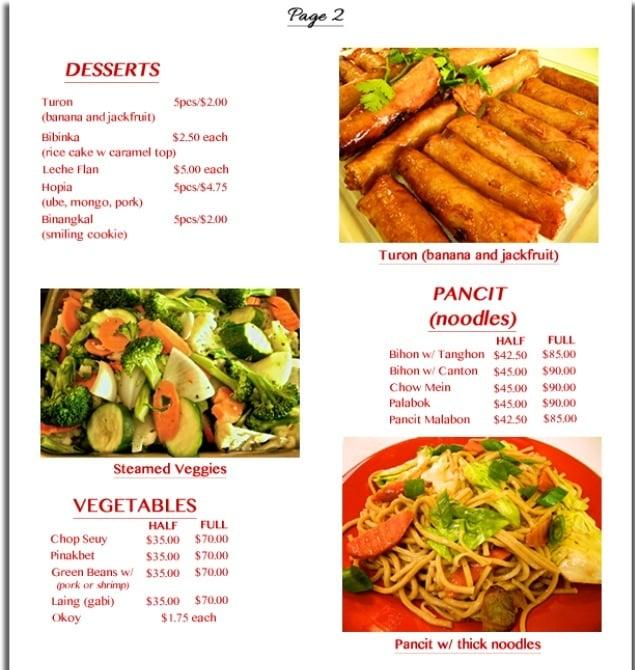 Menu at Nanay's Best BBQ, San Diego