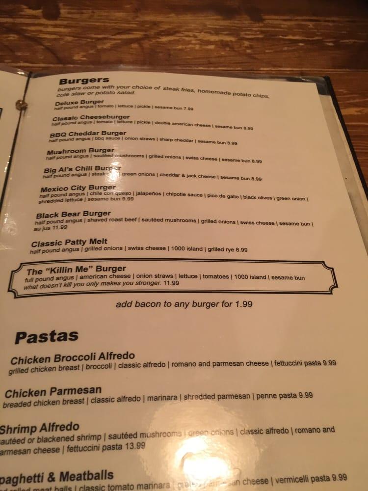 Menu at JT Hannah's Kitchen pub & bar, Pigeon