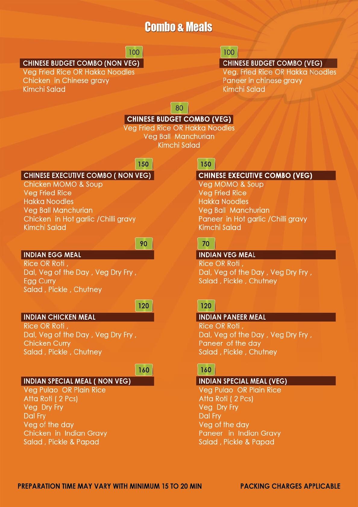 QUICK EAT RESTAURANT menu
