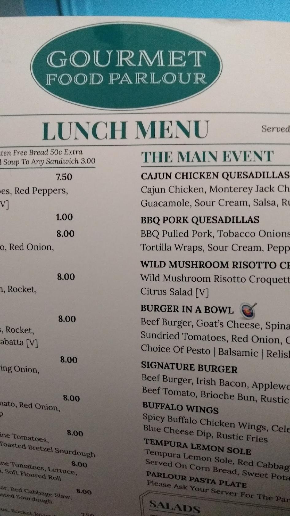 Menu at Gourmet Food Parlour Santry pub & bar, Dublin, Northwood
