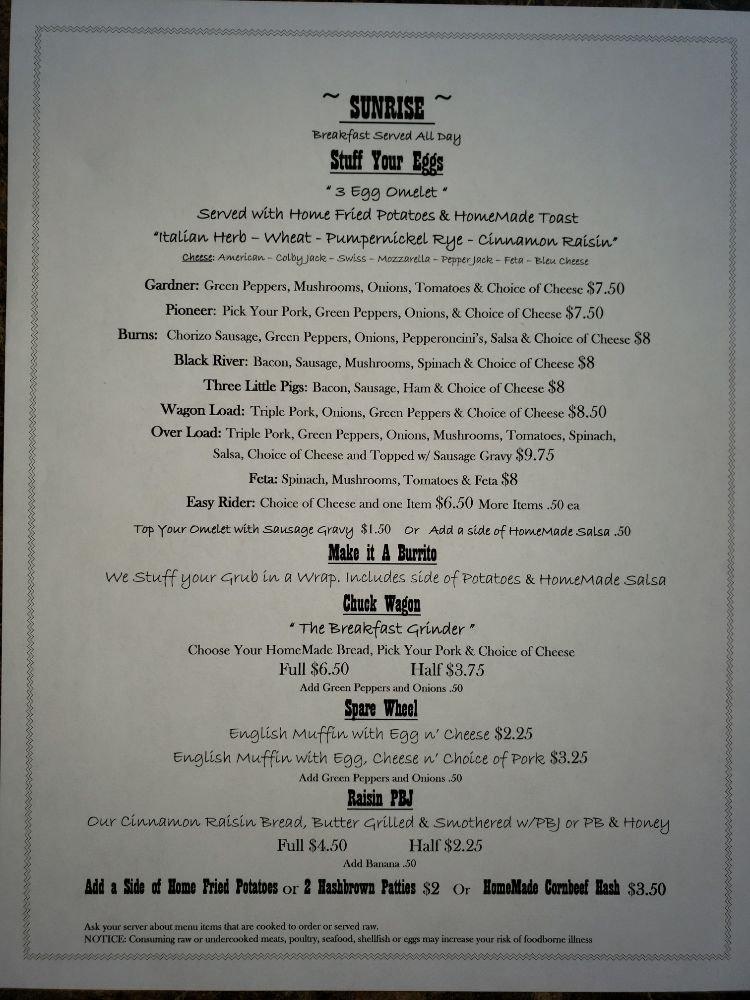 Menu at Wagon Wheel Express llc pub & bar, Croswell