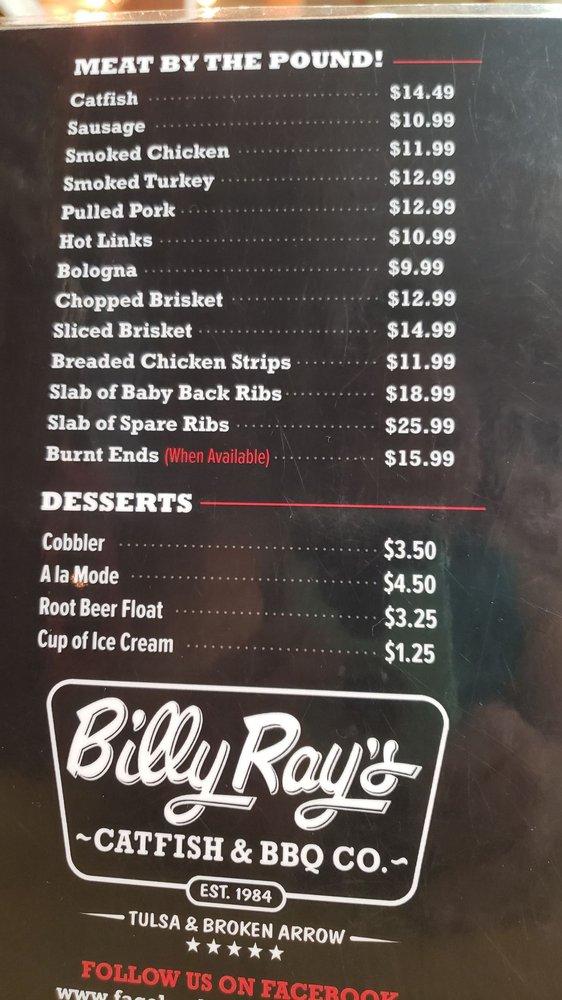 Menu at Billy Ray's Catfish & BBQ Broken Arrow, Broken Arrow