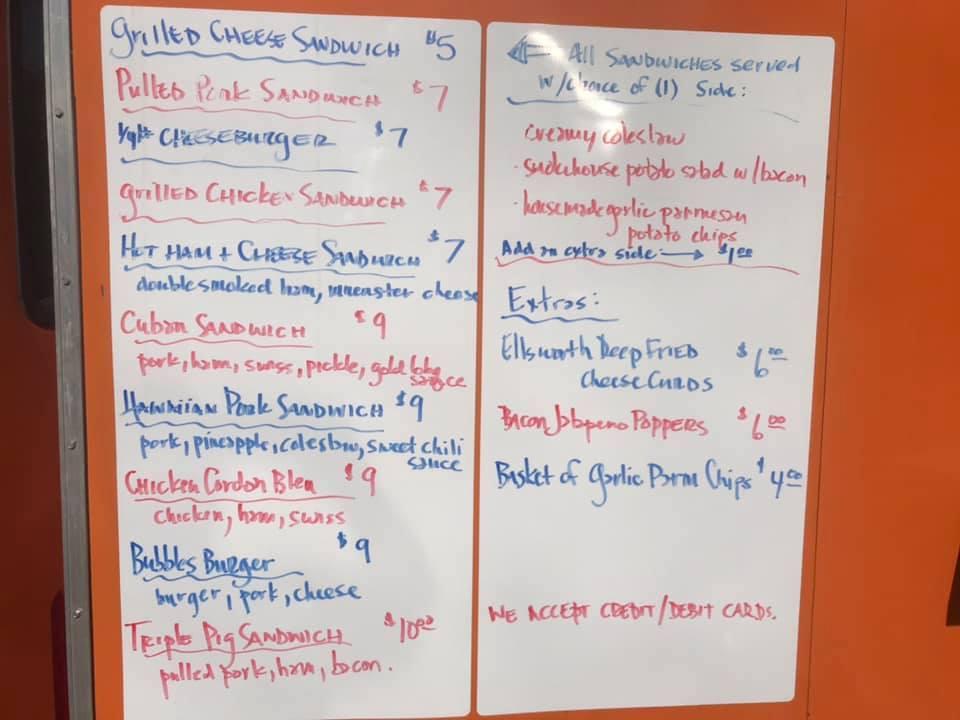 Menu at Bubbles BBQ, Chippewa Falls