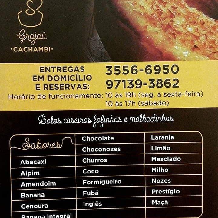 Menu em Fábrica de Bolos Grajaú, Rio de Janeiro, R. Cirne Maia