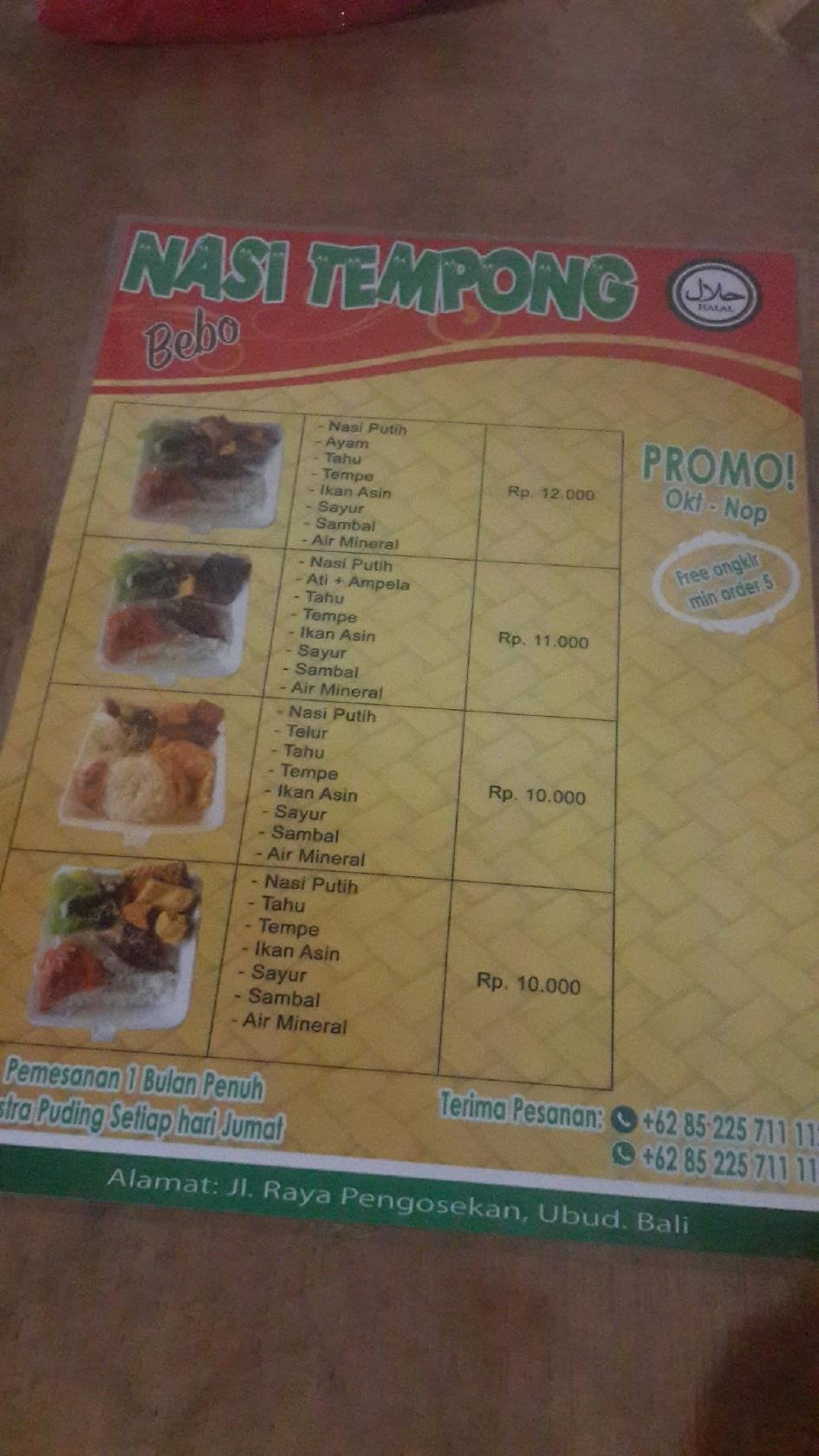 Menu at Nasi Tempong & Nasi Goreng 