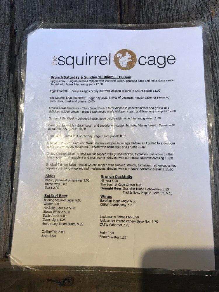 Menu at The Squirrel Cage restaurant, Windsor