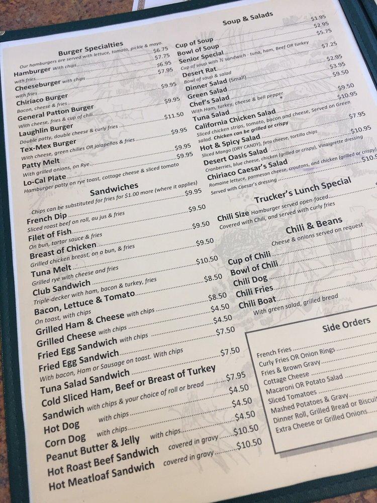 Menu at Chiriaco Summit Restaurant, Chiriaco Summit