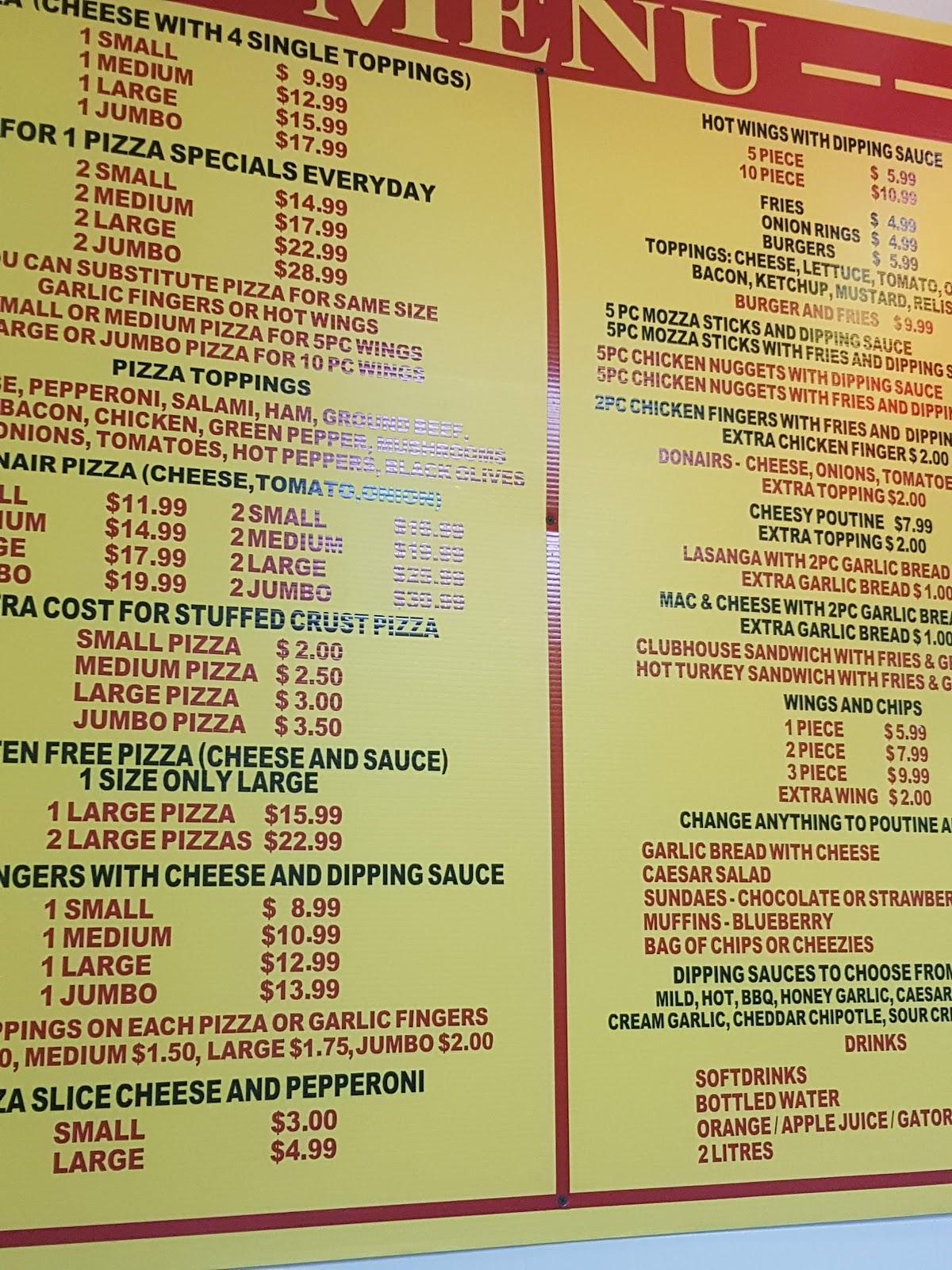 Menu at Pizza Pros pizzeria, St. John's