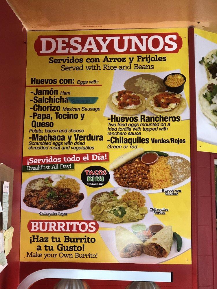Carta de Tacos Kissi Mexican Restaurant, Phoenix, W Bethany Home Rd
