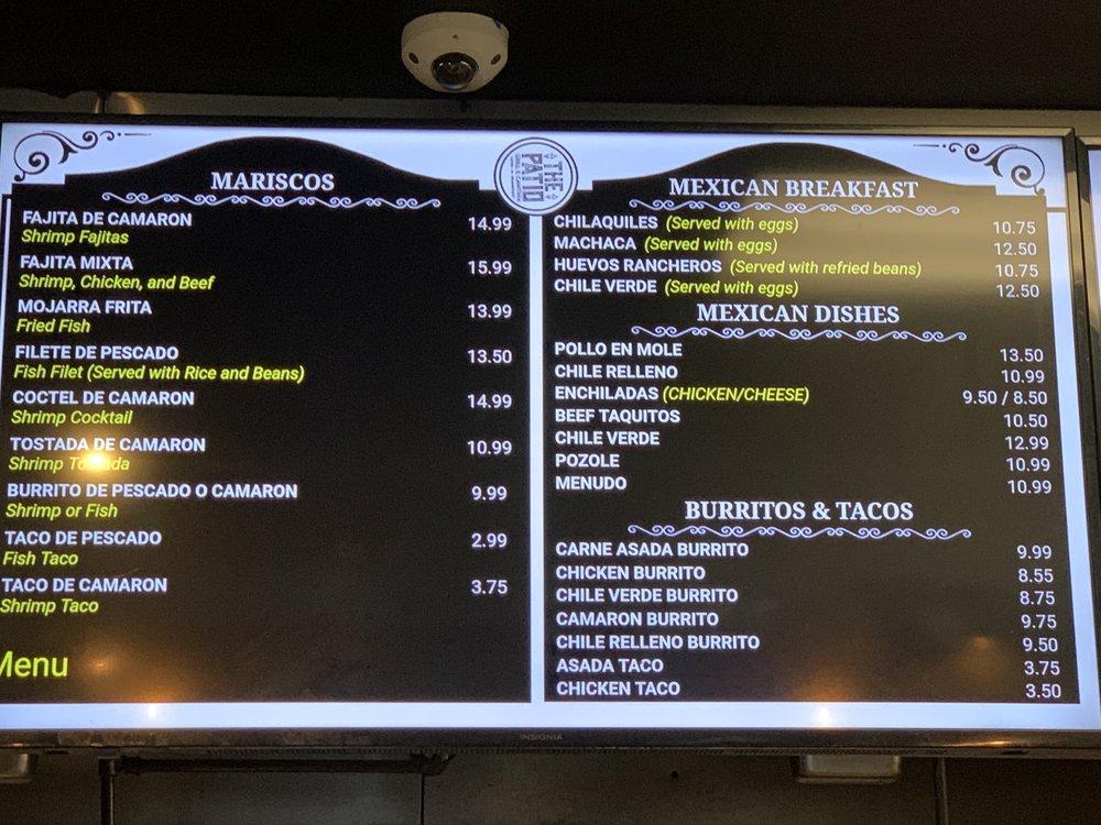 Menu at The Patio Grill & Cantina 13511 Central Ave. Chino, Ca 91710