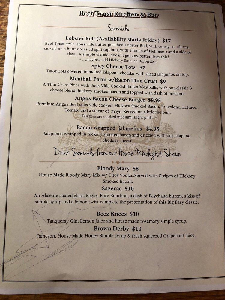 Menu at Beef Trust Kitchen & Bar, Pompton Lakes