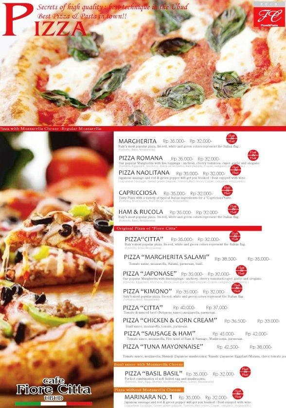 Menu at Warung Citta Ovest Pizza & Pasta restaurant, Ubud