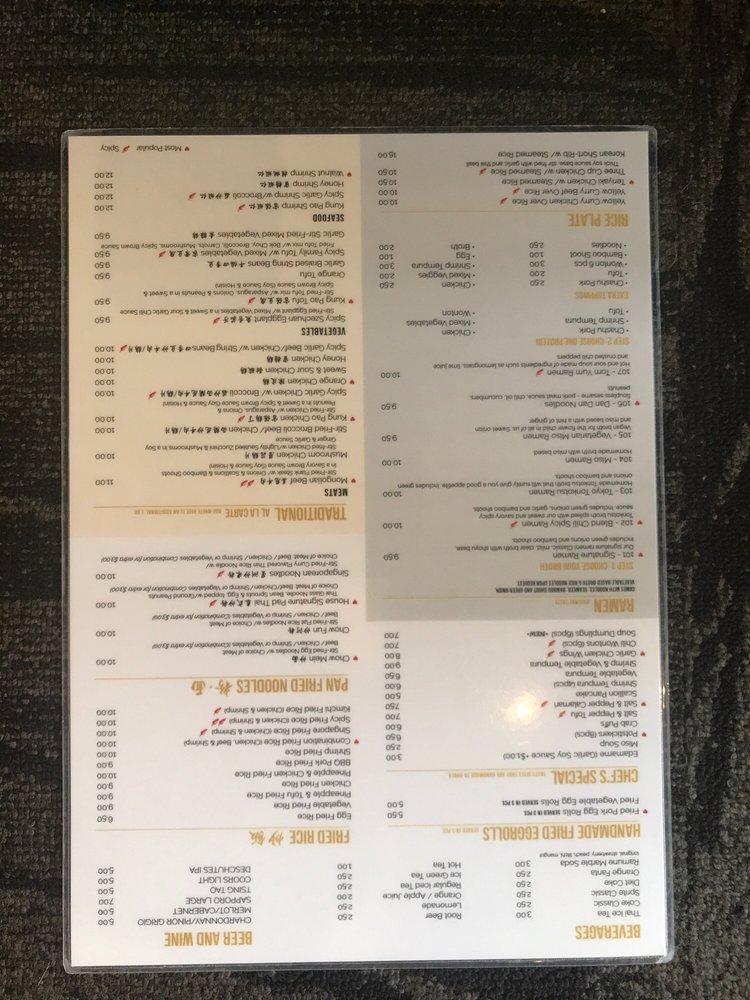 Menu at Simply Ramen restaurant, Albany