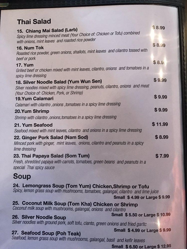 Menu At Thai Select Restaurant Zionsville