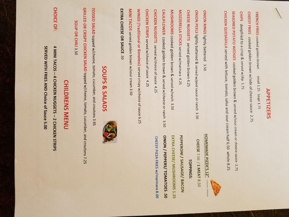 Menu at Oak Central LLC pub & bar, Oakfield