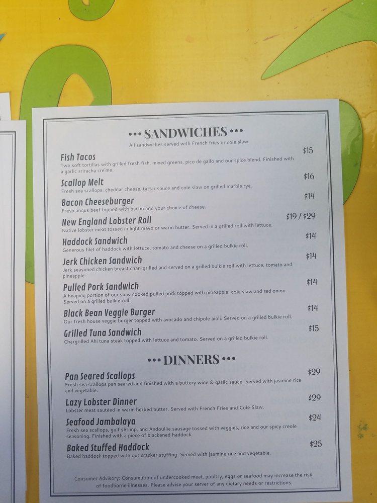 Menu at Lazy Jack's pub & bar, Portsmouth