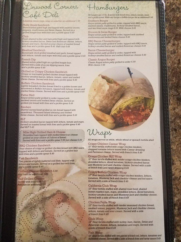 Menu at Linwood Corners Cafe, Linwood