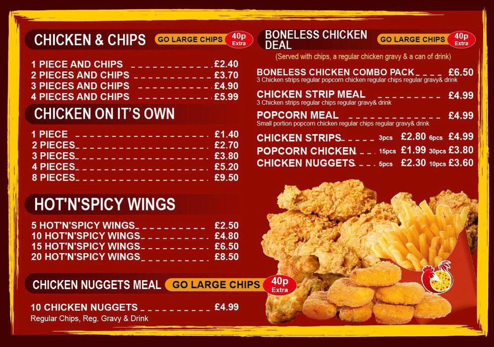 Menu at Miami Fried Chicken pizzeria, Manchester, 2 The Cir
